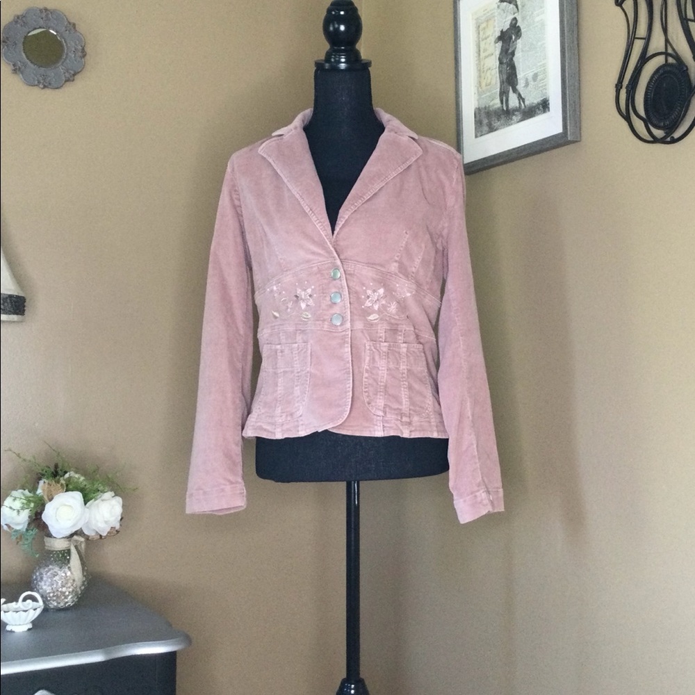 Joneswear Jeans Dusty Mauve Boho Corduroy Jacket; sz. 8